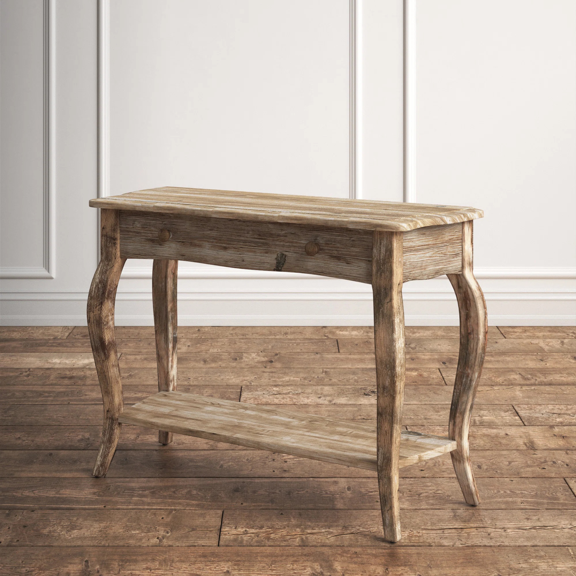 Kelly Clarkson Home Francoise 42" Wide Rustic Industrial Antique Wooden Console Table With 1 Draw... | Wayfair North America