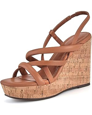 Coutgo Women Platform Wedge Sandals Cork Slingback Wedges Espadrilles Heels Summer Shoes | Amazon (US)