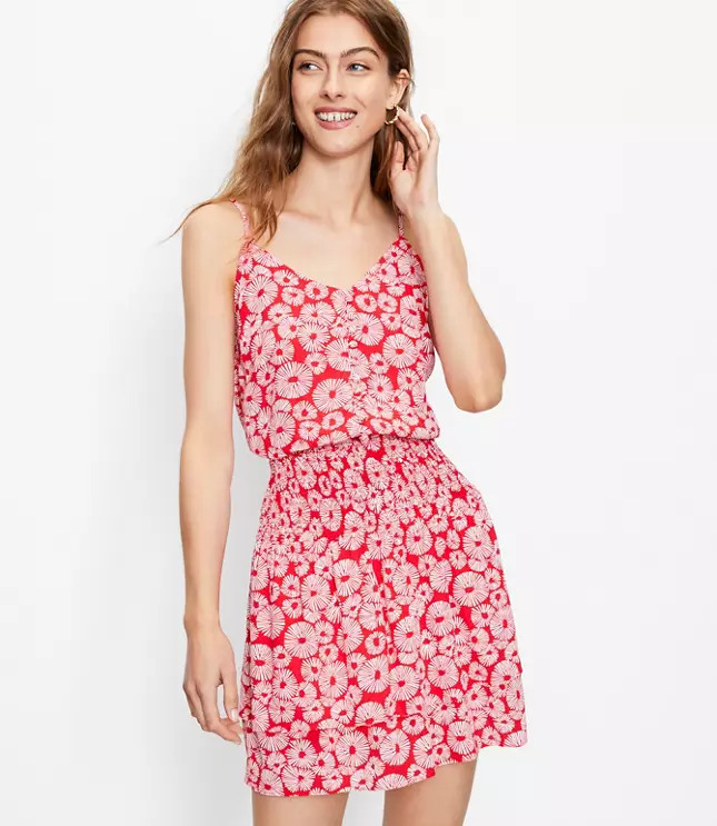 Firework Strappy Smocked Skirt Dress | LOFT