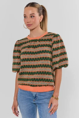 Orange Printed Knit Top | Avara
