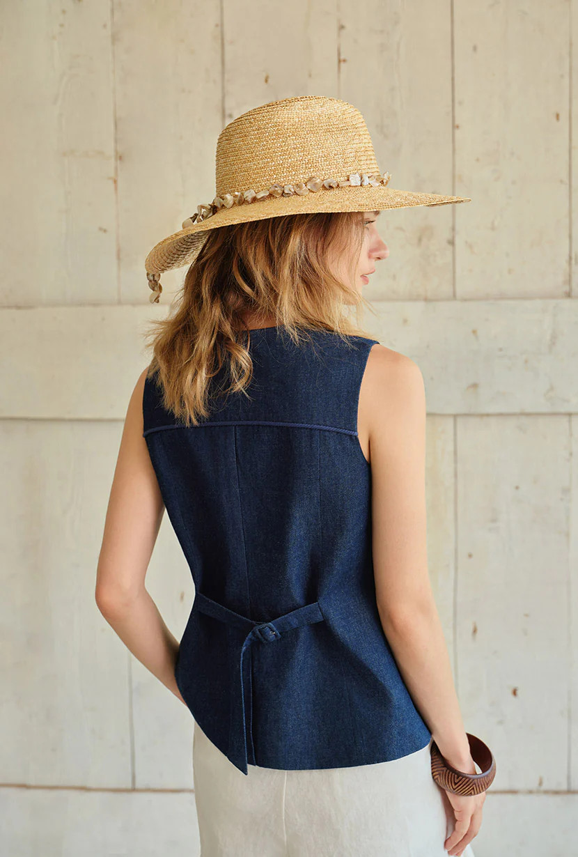 Darien Cotton Vest - Indigo | Petite Studio NYC