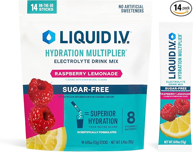 Liquid I.V.® Hydration Multiplier Sugar-Free - Raspberry Lemonade | Electrolyte Powder Drink Mix... | Amazon (US)