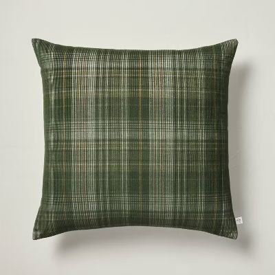 18"x18" Fall Plaid Corduroy Square Throw Pillow Green - Hearth & Hand™ with Magnolia | Target