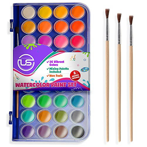 Watercolor Paint Set, 36 Colors of Washable Watercolor Paint Includes Watercolor Palette and 3 Paint Brushes. Great Water Color kids paint | Amazon (US)