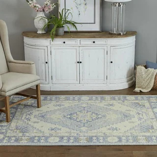 Momeni Anatolia Wool Blend Traditional Medallion Area Rug - Blue 5'3" x 7'6" | Bed Bath & Beyond