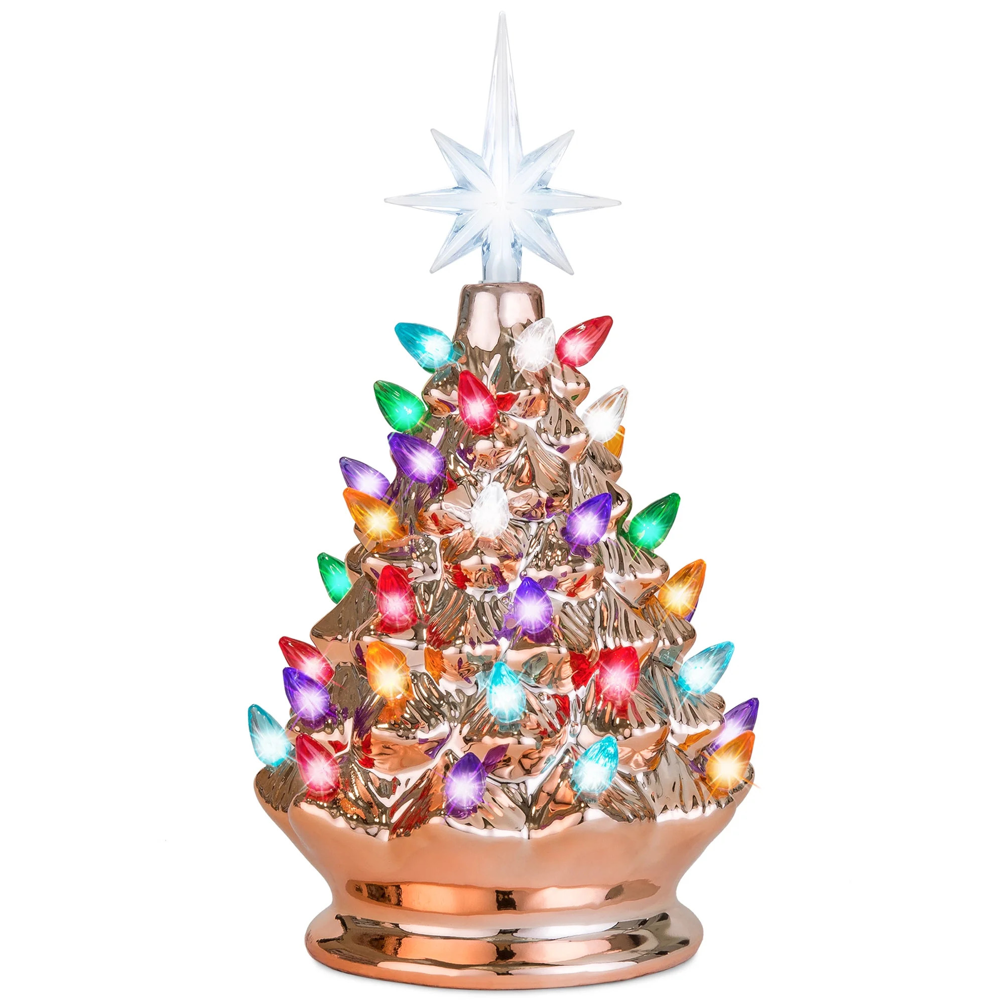 Best Choice Products 9.5in Pre-Lit Hand-Painted Ceramic Tabletop Christmas Tree w/ Lights, 3 Star... | Walmart (US)