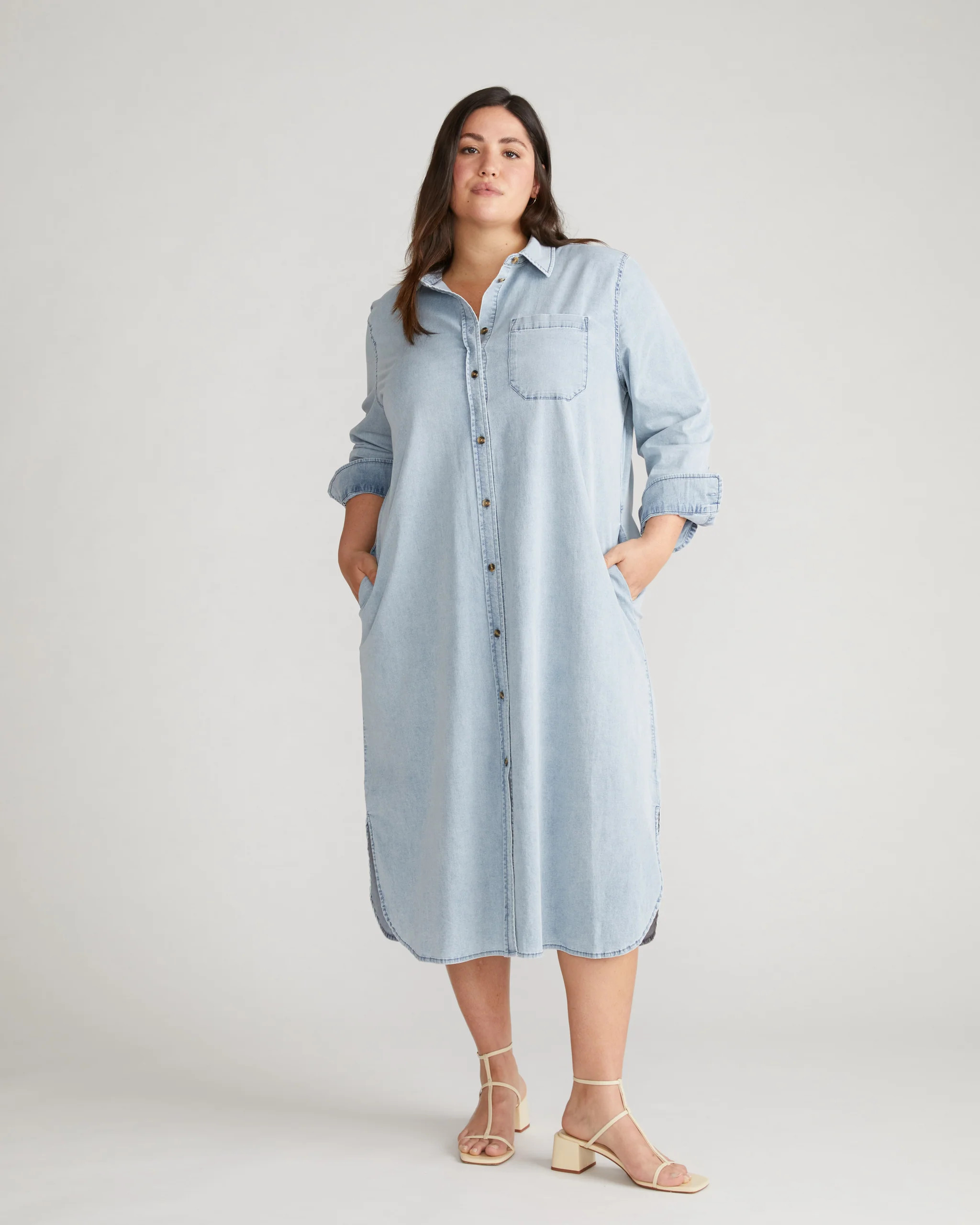 Odeon Stretch Cotton Chambray ShirtdressHeritage Blue | Universal Standard