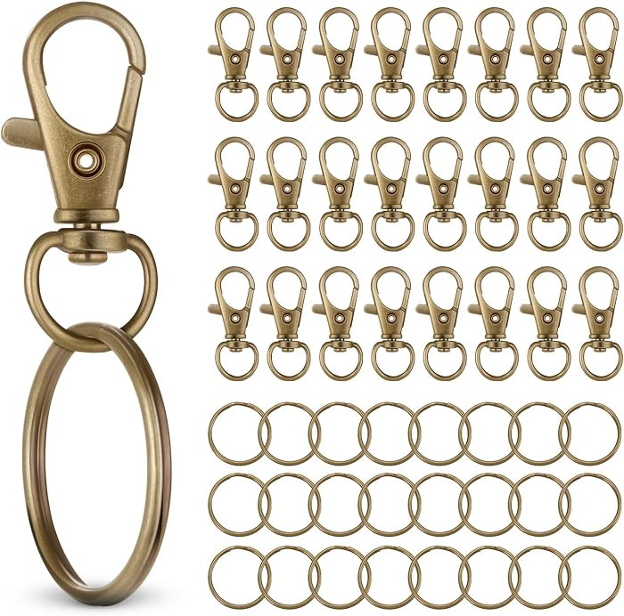 50 PCS in 25 Sets, Metal Swivel Lobster Claw Clasps, Keychain Clasp with Large Key Ring, Premium ... | Amazon (US)