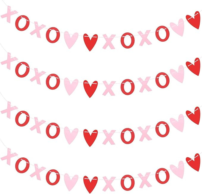 HEYPRIIL Valentines Day Decor Heart Garland Banner, Valentine's Decorations Banner for Home Roman... | Amazon (US)