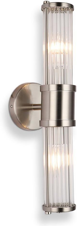 Industrial Wall Sconces Brushed Nickel Bathroom Light Fixtures, ECOBRT Indoor Glass Bath Vanity L... | Amazon (US)