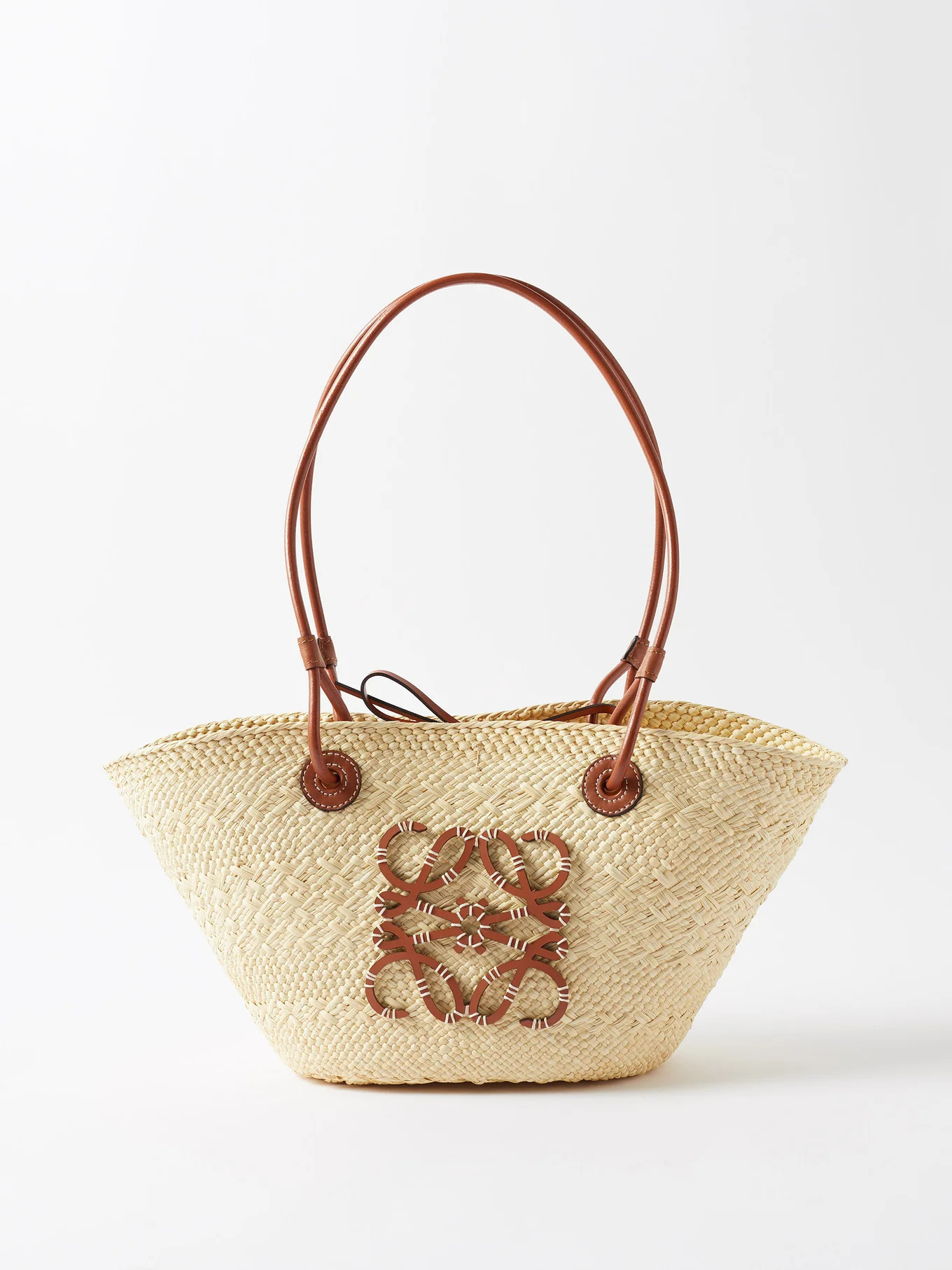 Anagram small leather-trimmed woven basket bag | Matches (UK)