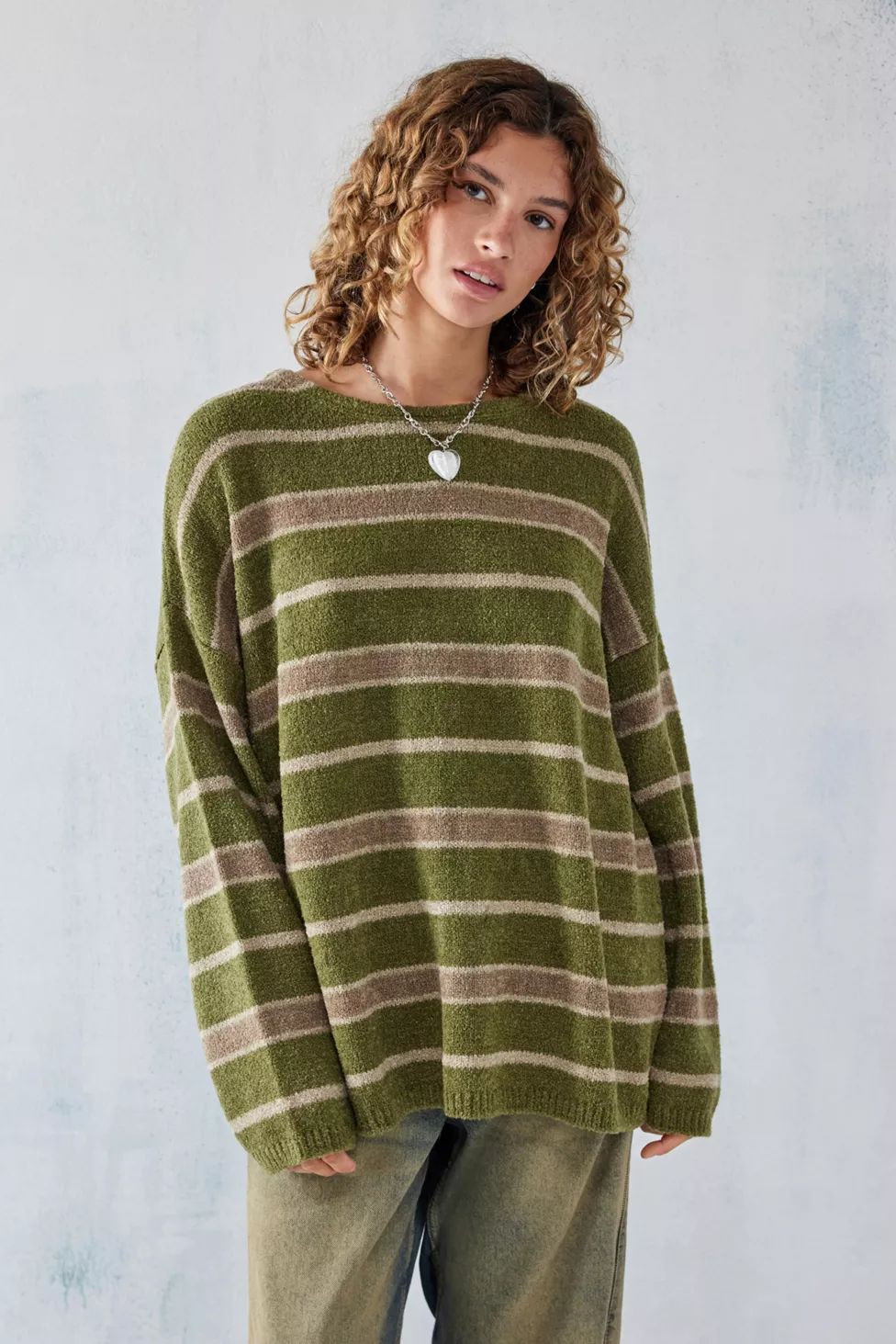 UO Striped Knit Boucle Sweater | Urban Outfitters (US and RoW)