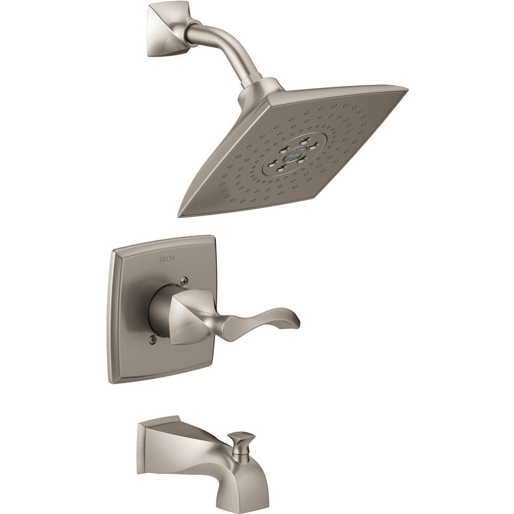 Everly H2Okinetic Single-Handle 3-Spray Tub and Shower Faucet in SpotShield Brushed Nickel (Valve... | The Home Depot