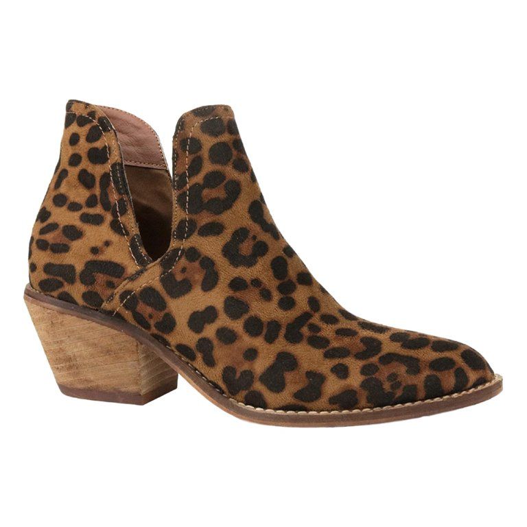 Sunny-01 Women Western Short Ankle Pointed Toe Booties Boots Animal Leopard Print V Side Cut D'Or... | Walmart (US)