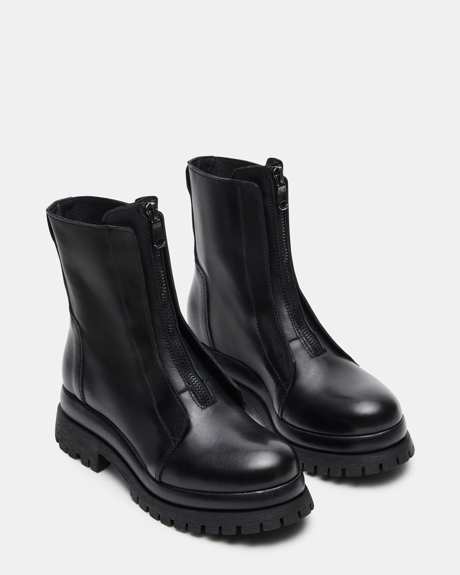 MILTON Black Leather Moto Women's Ankle Boot | Steve Madden (US)