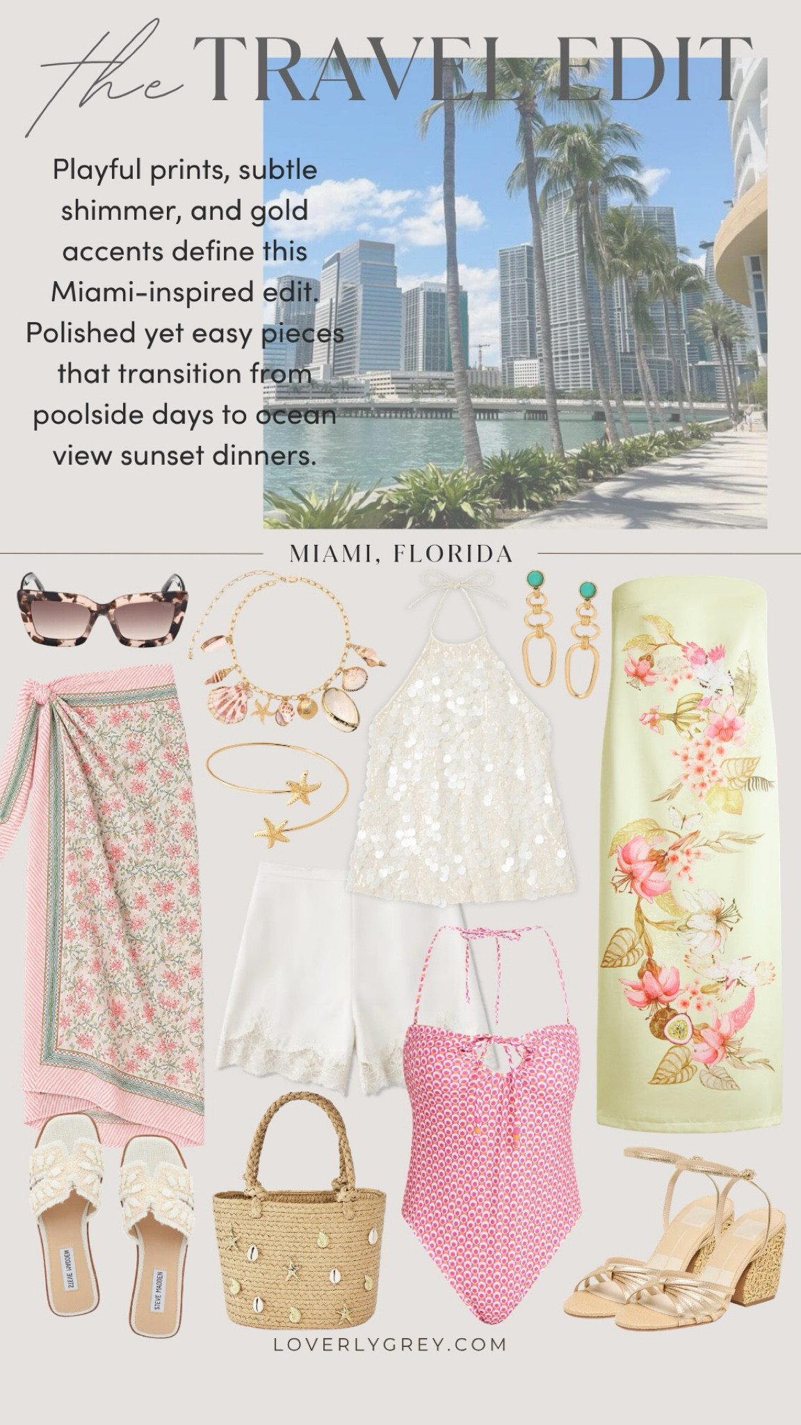 Miami vacation wardrobe! I love all of these finds, so perfect for day to night looks for your next trip! This color palette is so good. Super affordable pieces as well!

Loverly grey, Miami resort wear, floral maxi dress, shell top, pareo, one piece swim, lace trim shorts, affordable vacation style findss

#LTKSwim #LTKTravel #LTKSeasonal