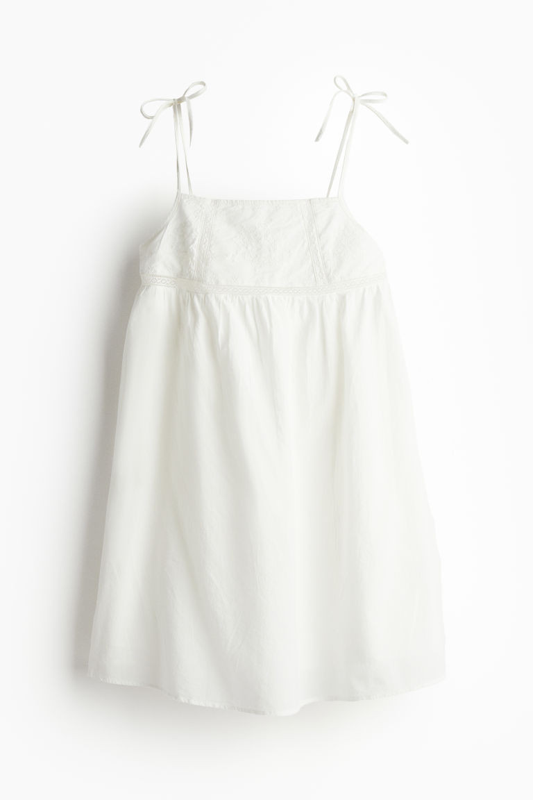 H & M - Embroidered A-line Dress - White | H&M (US + CA)