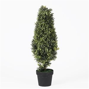 LuxenHome Green Plastic Artificial Tree Topiary | Cymax