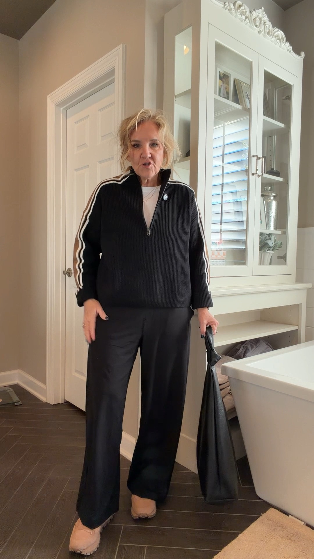 Loft lounge 
Size medium sweater medium petite in pants. 
The pants I wouldn’t recommend a petite unless you are shorter than 5 foot three.

#LTKSaleAlert #LTKTravel #LTKOver40