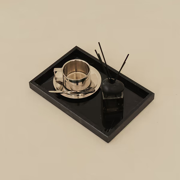 Travara - Black Marble Large Rectangular Decorative Tray | William Wood