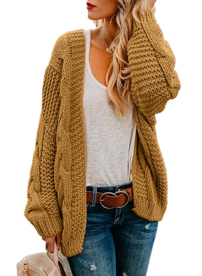 CILKOO Women Open Front Chunky Knit Cardigan Sweaters Loose Outwear Coat(S-XXL) | Amazon (US)