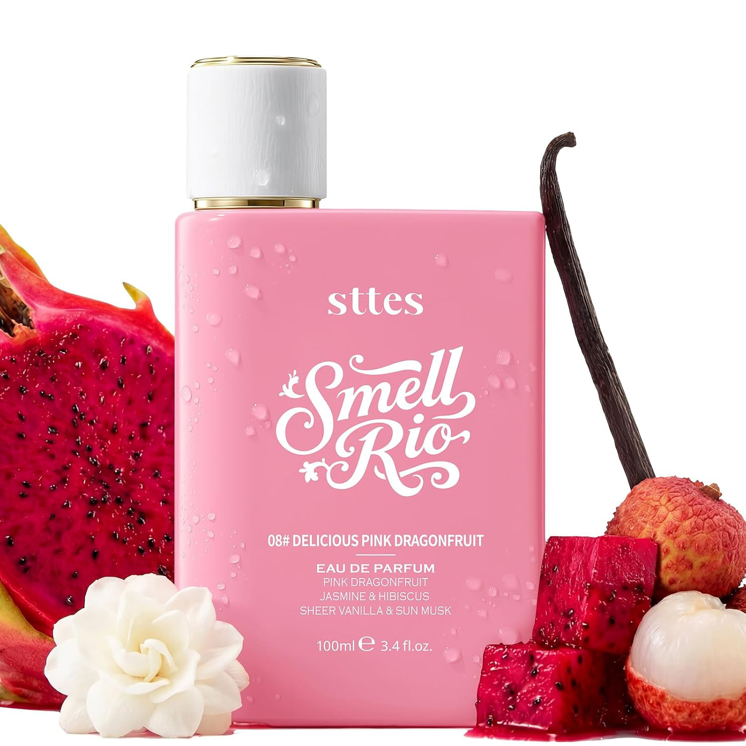 Smell Rio 08# (Delicious Pink Dragonfruit) Eau de Parfum for Women, Fruity Floral Perfume with Pink Dragonfruit, Lychee, Jasmine, Hibiscus, Vanilla & Sun Musk, 100ml/3.4 Fl Oz | Amazon (US)