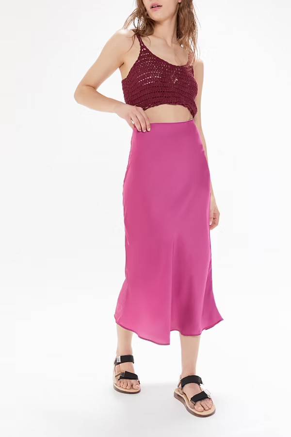 UO Rowan Satin Slip Skirt | Urban Outfitters (US and RoW)