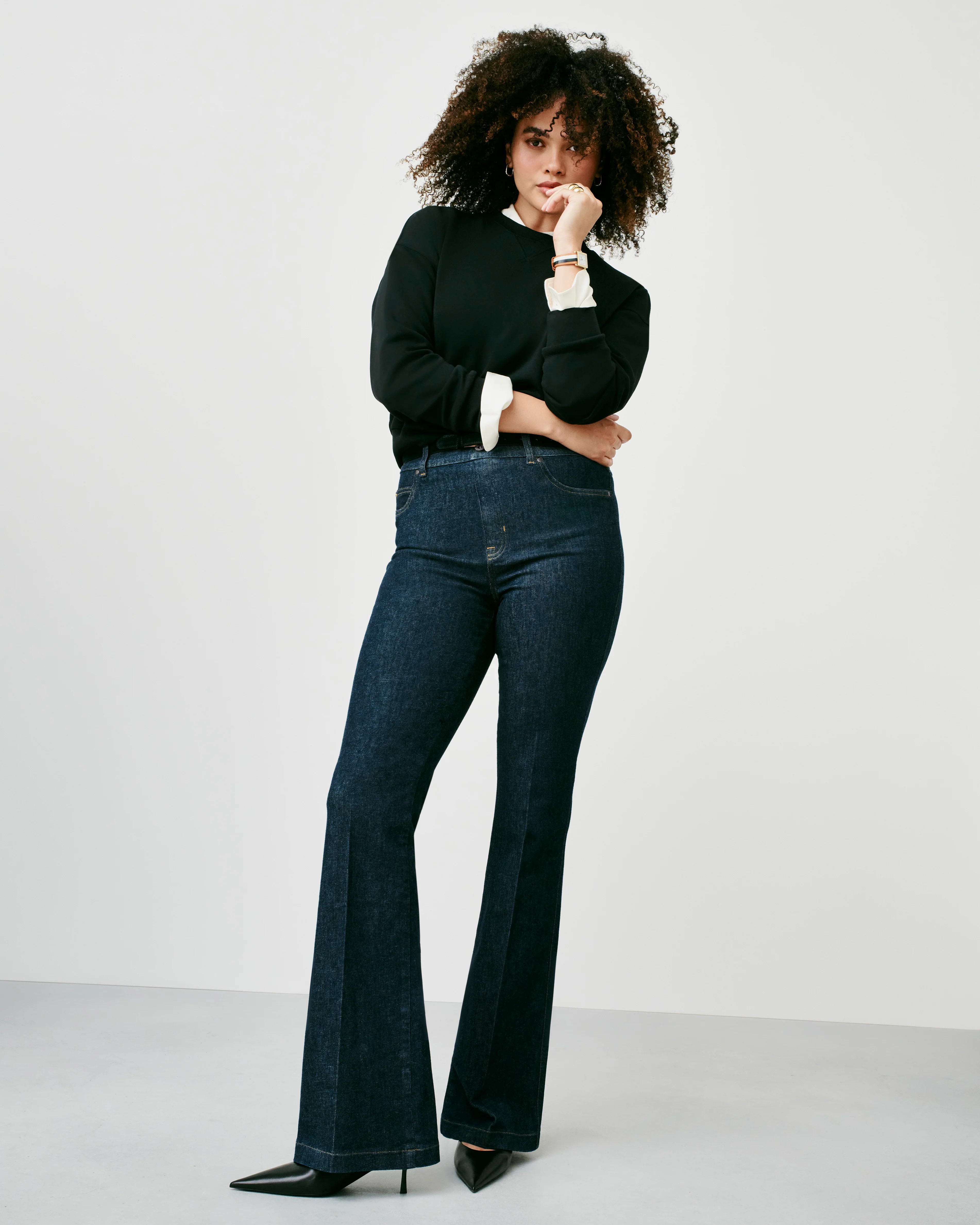 Spanx Women's SPANXshape EveryWear Flare Jeans, Raw Indigo | Spanx