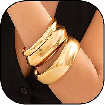 Harry and Henry Gold Bangles for Women Stack Chunky Cuff Bracelet Non Tarnish Statement Trendy Je... | Amazon (US)