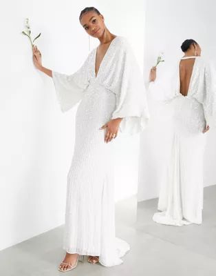 ASOS EDITION Ciara sequin kimono sleeve wedding dress | ASOS (Global)