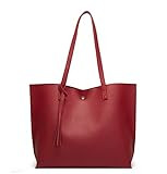 Women's Soft Faux Leather Tote Shoulder Bag from Dreubea, Big Capacity Tassel Handbag | Amazon (US)
