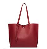 Amazon.com: Women's Soft Faux Leather Tote Shoulder Bag from Dreubea, Big Capacity Tassel Handbag... | Amazon (US)