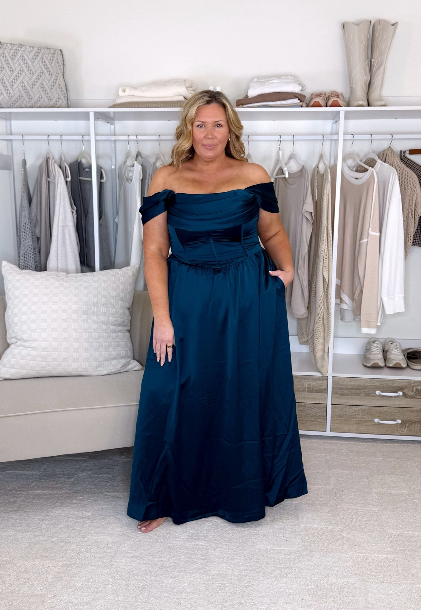 Wearing a size 18/18W in these dresses! They all run true to size but the satin teal gown is a little tight so I probably would be ok in the 20, don’t hesitate to size up if in between on that one. As far as shapewear goes, I wear a 3X in the satinX! I recommend sizing up one in that particular style! Use my discount code ASHLEYDXSPANX 💓 Absolutely love these for any weddings or special occasions! Plus size fashion, everyday outfit ideas, occasion dresses, wedding guest dress, ootd, event dresses

#LTKSeasonal #LTKPlusSize #LTKMidsize