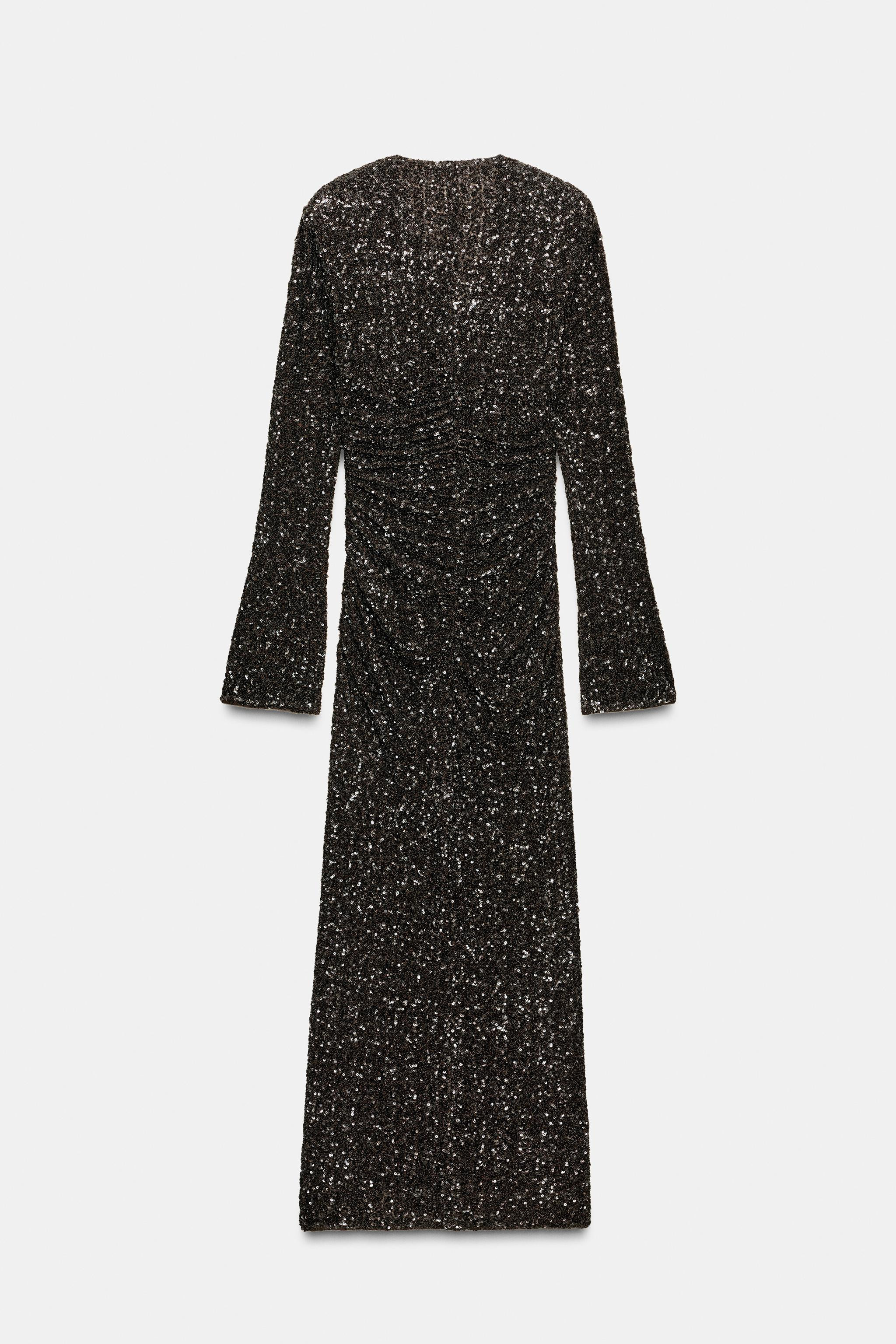 ZW COLLECTION SEQUIN SHOULDER PAD DRESS | Zara US