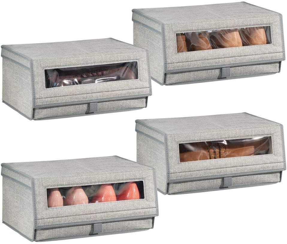 mDesign Fabric Large Storage Box Bin with Clear Window and Hinged Lid - Holder for Mens and Women... | Amazon (US)