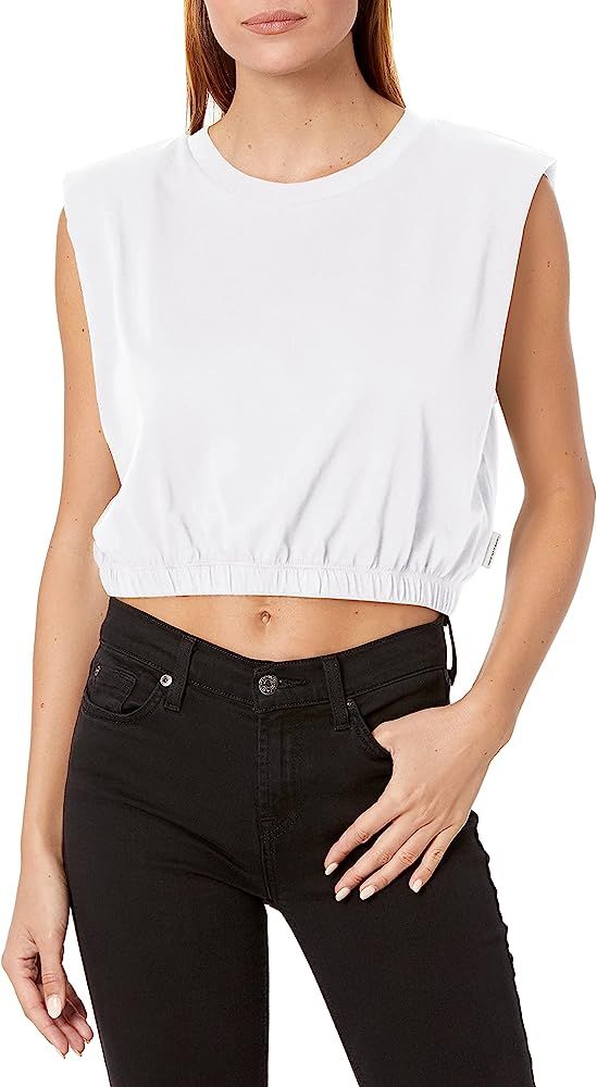 Calvin Klein Women's Banded Crop Shoulder Pad Tee | Amazon (US)