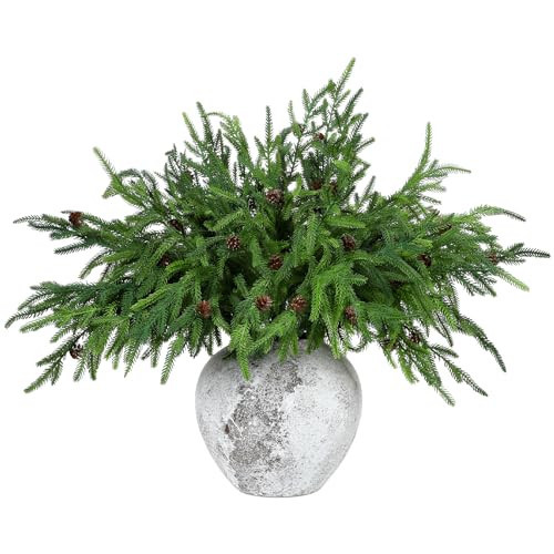Yinder Christmas Artificial Pine Needles Branches Faux Greenery Pine Picks with Pine Cones Artificial Pine Stems for DIY Xmas Home Garland Wreath Garden Decoration Gifts (10 Pcs) | Amazon (CA)