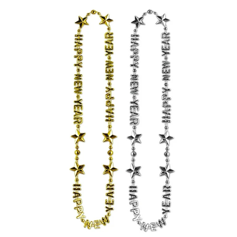 Beistle New Year's Eve Gold and Silver Plastic Beads Party Favors, 2/Pkg - Walmart.com | Walmart (US)