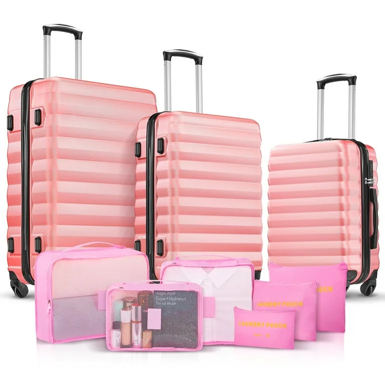 Gowill Adult 3-Piece Luggage Set, Hard Luggage Sets with 20 24 28 Inch Luggage, Pink - Walmart.co... | Walmart (US)