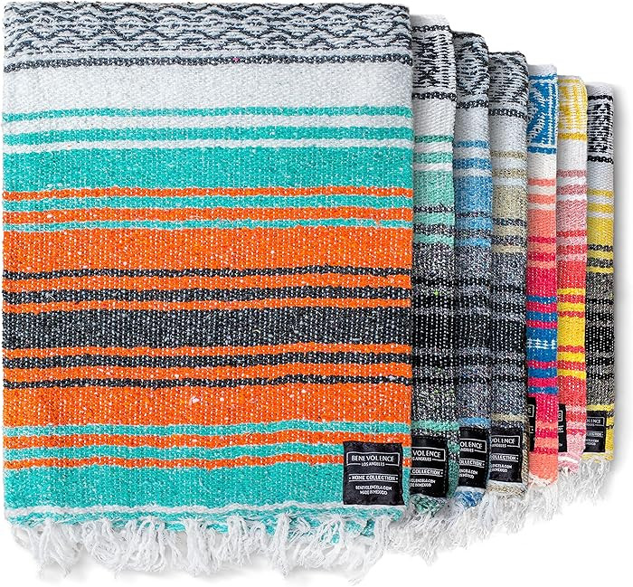 Benevolence LA Authentic Handwoven Mexican Blanket | Yoga Blankets, Outdoor, Picnic, Beach, Campi... | Amazon (US)