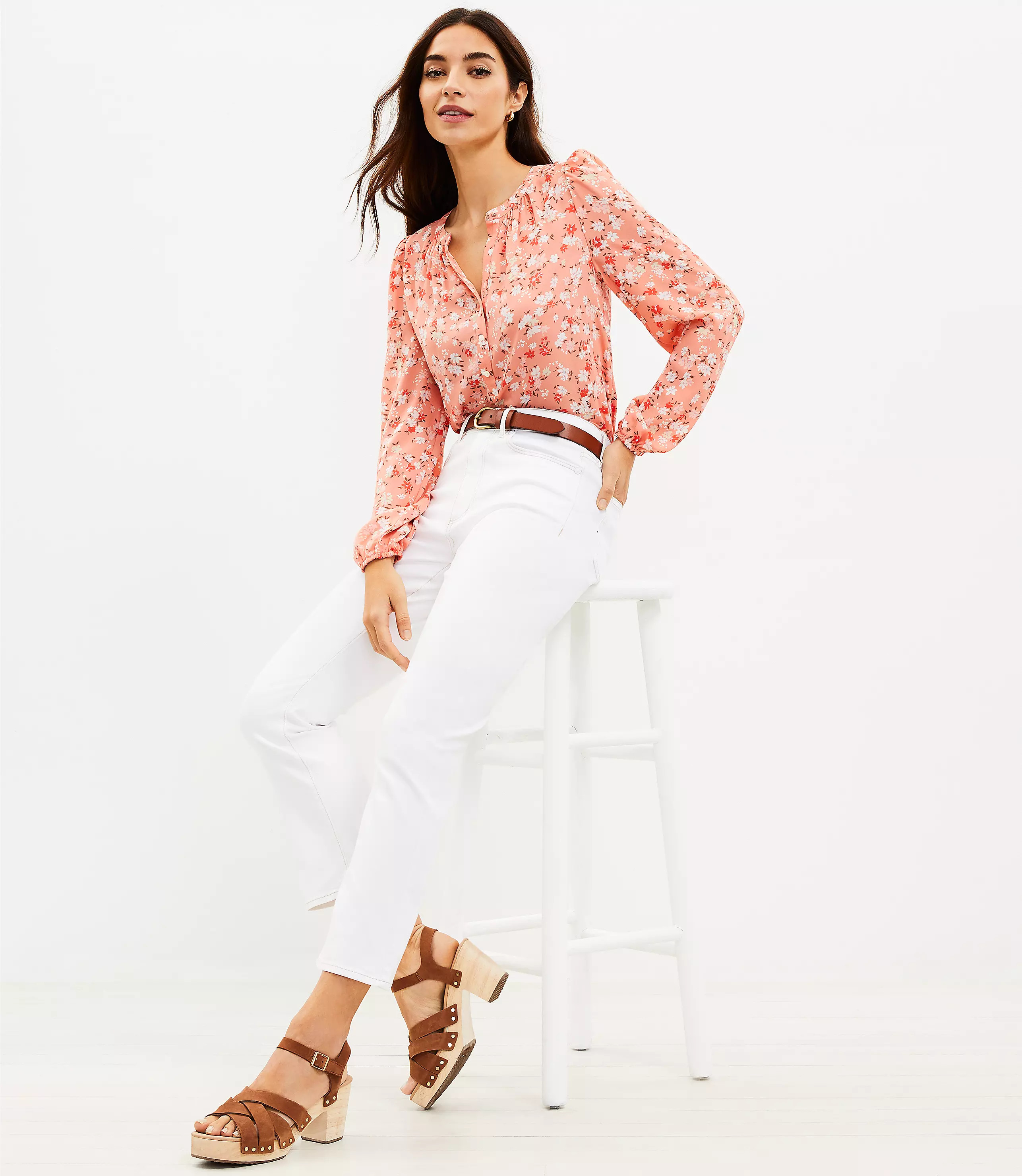 High Rise Kick Crop Jeans in White | LOFT