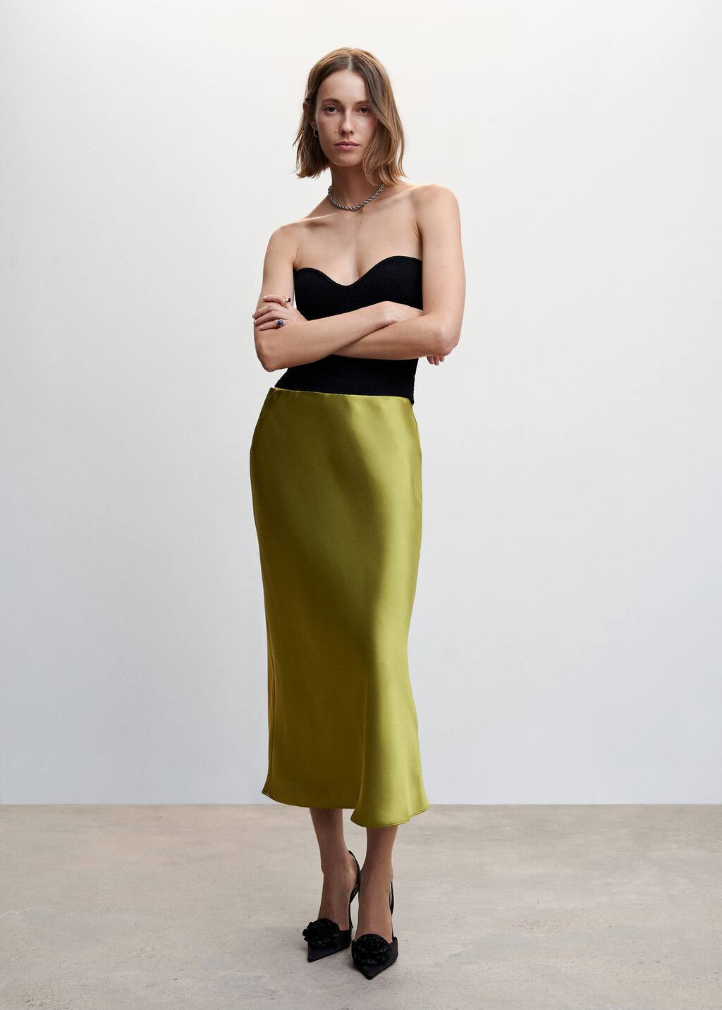 Midi satin skirt -  Women | Mango USA | MANGO (US)