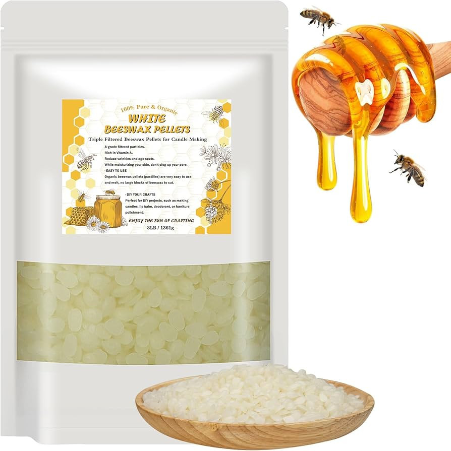 Pandaing 3LB White Beeswax Pellets 100% Pure and Natural Triple Filtered for Skin, Face, Body and... | Amazon (US)