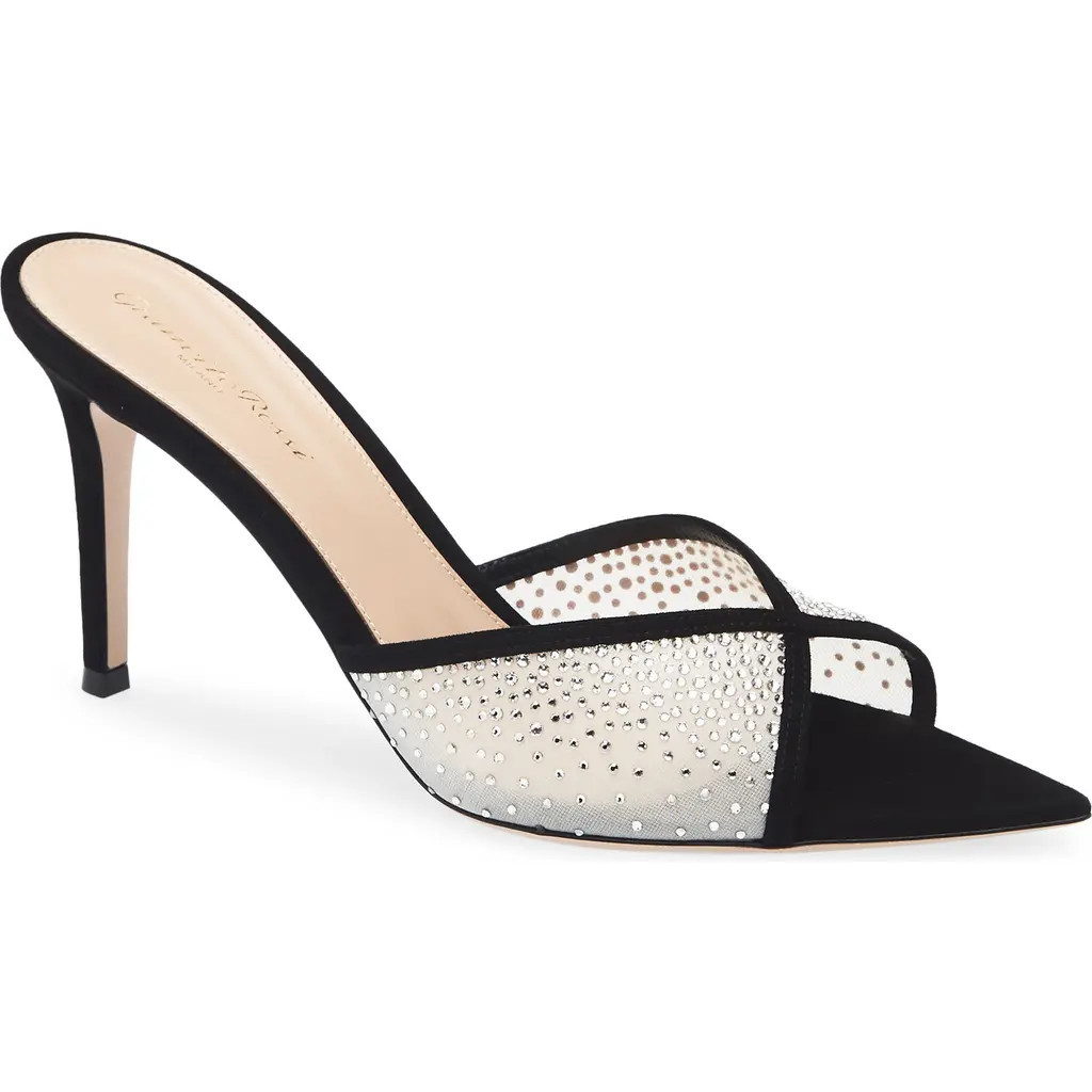 Gianvito Rossi Pointed Toe Slide Sandal in Black Offwhite at Nordstrom, Size 7.5Us | Nordstrom