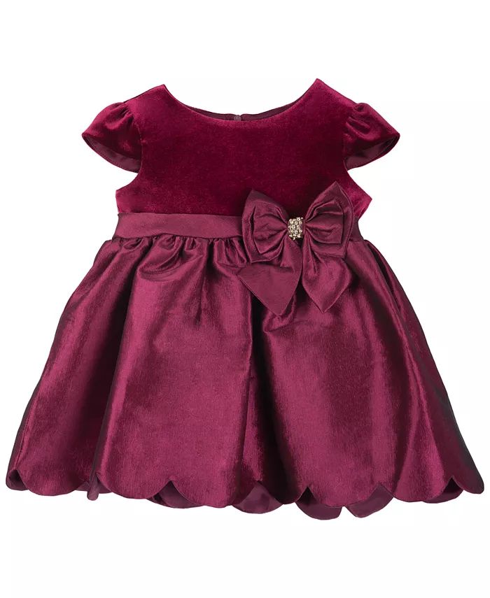 Rare Editions Baby Girls Cap Sleeves Velvet and Taffeta Social Dress - Macy's | Macy's