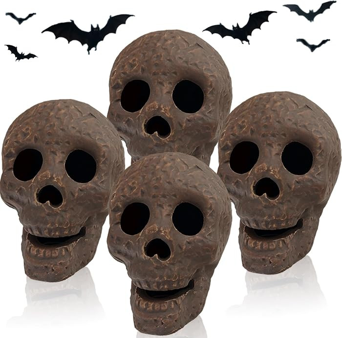 4 Pcs Ceramic Skull | Small Fire Pit Skulls | Reusable Halloween Skull Decor & Skeleton Head Prop... | Amazon (US)