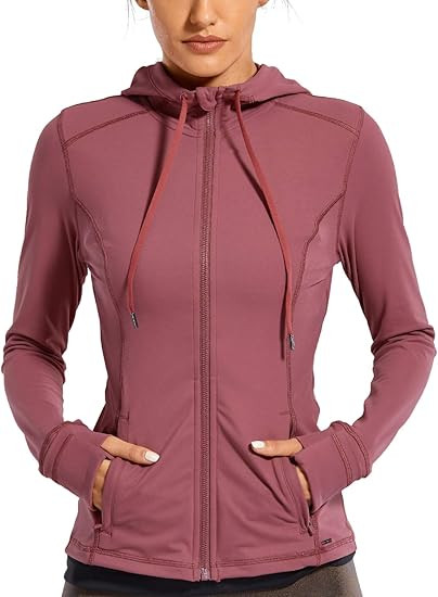 CRZ YOGA Women's Brushed Full Zip Hoodie Jacket Sportswear Hooded Workout Track Running Jacket wi... | Amazon (US)