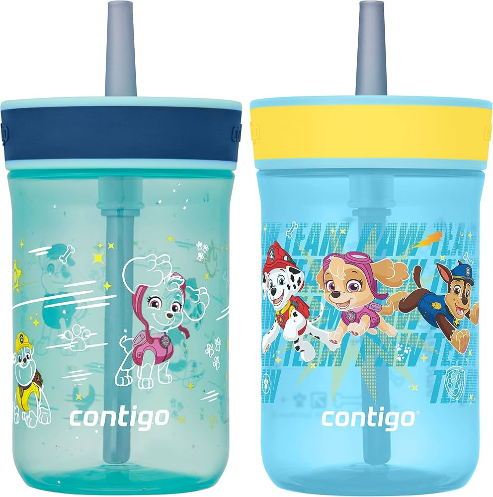 Contigo Paw Patrol Kids Plastic Water Bottle, Leighton Spill-Proof Tumbler with Straw for Kids, D... | Amazon (US)