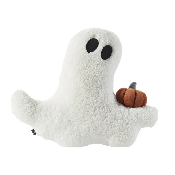 My Texas House 16" x 18" Ghost with Pumpkin White Shaped Decorative Pillow | Walmart (US)