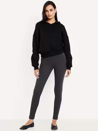 High-Waisted Fleece-Lined Ankle Leggings | Old Navy (US)